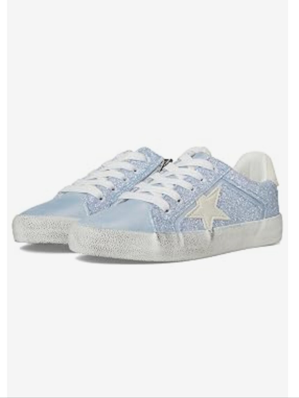 NWT Nina Girls Glitter Star Lace-Up Sneakers - Light Blue